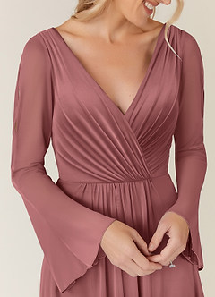 Azazie Teraso Kleider für die Brautmutter A-Linie Plissee Gittergewebe Kleid Wüstenrose image7