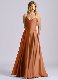 Azazie Truce Brudtärnklänningar Klä av A-Linje i Stretch Satin Koppar image1