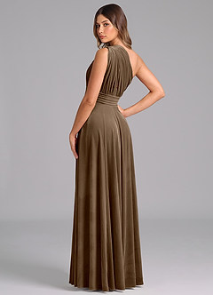 Azazie Charlize Jurken voor bruidsmeisjes Jurk van flueel met A-Lijn One-Shoulder Mahonie image2