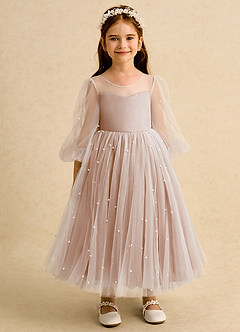 Azazie Trudy Sukienki dla dziewczynek sypiących kwiaty Suknia balowa Dekolt w kształcie serca Tiul Długość herbaty Sukienka image6