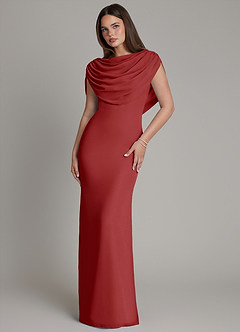 Azazie Hadley Brautjungfernkleider Meerjungfrau-Linie Plissee Chiffon Kleid Rost image2
