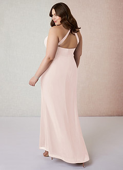 Azazie Becca Bridesmaid Dresses Rose Petal Sheath V-Neck Chiffon Dress image10