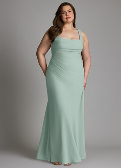Azazie Agustina Bridesmaid Dresses Agave Mermaid Corset Chiffon Dress image12