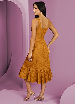Barbie ♥ Azazie Bridesmaid Dresses Butterscotch A-Line with Pockets Floral Burnout Dress image2