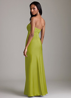Azazie Saylor Vestidos de damas de honor Vestido de Hierba De Limón de Satén Elástico de Corte Sirena con Sin tirantes image5