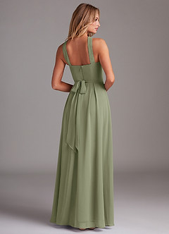 Azazie Dixie At-home Try On Dresses Agave A-Line Halter Pleated Chiffon Dress image2