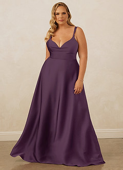 Christian Siriano Bridal for Azazie 1001 Brautjungfernkleider A-Linie Herzausschnitt Stretch-Satin Kleid Pflaume image11