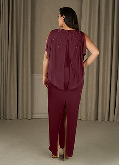 Azazie Aspyn Mother of the Bride Dresses Cabernet Sheath Beaded Mesh Dress image12
