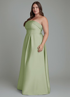 Azazie Lucienne Bridesmaid Dresses Dusty Sage A-Line Strapless Stretch Satin Convertible Dress image3
