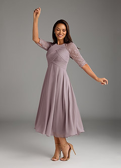 Azazie Dorothea Mother of the Bride Dresses Dusk A-Line Scoop lace Chiffon Dress image2