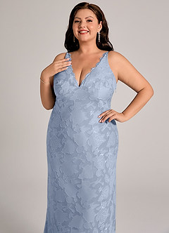 Azazie Tianna 신부 들러리 드레스 쉬스 레이스 플로럴 번아웃 바닥 길이 드레스 image12