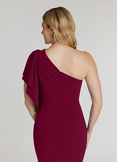 Azazie Pia Mother of the Bride Dresses Burgundy Mermaid Pleated Stretch Crepe Dress image6