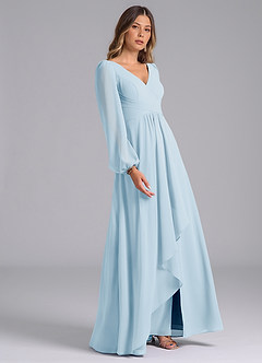 Azazie Liah Bridesmaid Dresses Sky Blue A-Line Long Sleeve Chiffon Dress image5