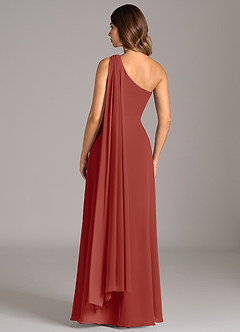 Azazie Tella Bridesmaid Dresses Terracotta A-Line One Shoulder Chiffon Dress image6