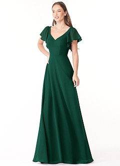 Azazie Syenna Bridesmaid Dresses Emerald A-Line Ruched Chiffon Dress image4