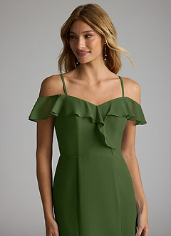 Azazie Sophie Bridesmaid Dresses Olive A-Line Off the Shoulder Chiffon Convertible Dress image2