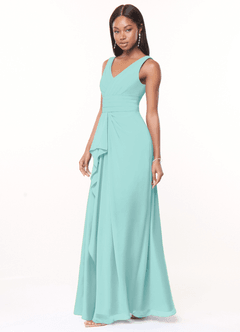 Azazie Julianna Brautjungfernkleider A-Linie Chiffon Kleid Aqua image3