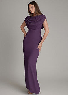 Azazie Hadley Bridesmaid Dresses Plum Mermaid Pleated Chiffon Dress image8