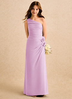 Azazie Sophie Girls Formal Flower Girl Dresses Candy Pink Sheath One Shoulder Chiffon Dress image5