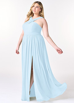 Azazie Elvira Bridesmaid Dresses Sky Blue A-Line Pleated Chiffon Dress image9
