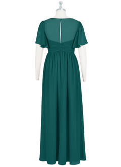 Azazie Verna Maternity Bridesmaid Dresses A-Line V-Neck Ruched Chiffon Floor-Length Dress image8