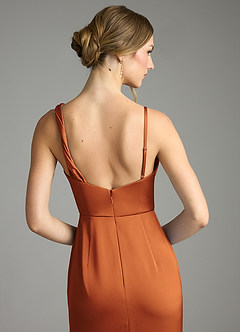 Azazie Samara Robes de demoiselle d'honneur Robe Sirène en Satin extensible Plissée Cannelle image6