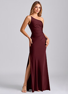 Azazie Marseli Final Sale Dusty Sage Mermaid One Shoulder Stretch Satin Dress image4