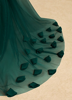 Azazie Lorita Robe Demoiselle D'honneur Fillette Robe Trapèze en Tulle Perlé Vert Pin image9