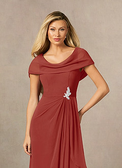 Azazie Mary Mother of the Bride Dresses Terracotta A-Line Side Slit Chiffon Dress image5