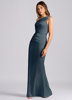 Azazie Akilah Brudtärnklänningar Klä av Sjöjungfru i Stretch Satin Ena axeln Skymning image5