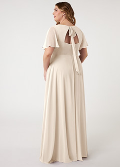 Azazie Kimber Robes de demoiselle d'honneur Robe Trapèze en Mousseline de soie Manches à volants Albâtre Blanc image8