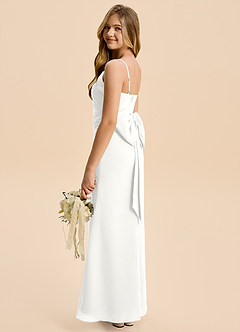 Azazie Amelia Junior White Mermaid Pleated Chiffon Dress image6