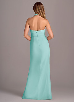 Azazie Jemma Robes de demoiselle d'honneur Robe Fourreau en Mousseline de soie Plissée Aqua image2