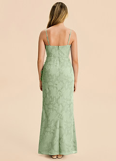 Azazie Buzzy Junior Dusty Sage Sheath Pleated Chiffon Dress image2