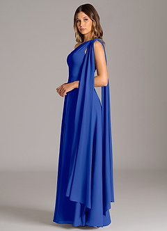 Azazie Tella Bridesmaid Dresses Royal Blue A-Line One Shoulder Chiffon Dress image5