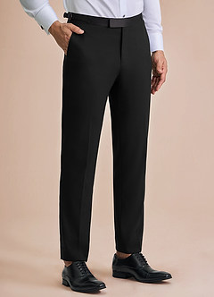 front Classic Negro Pantalones de esmoquin con solapa de pico