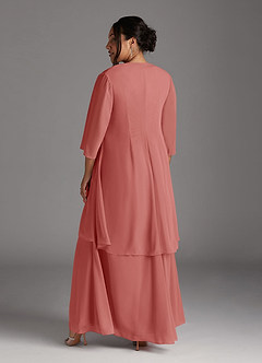 Azazie Manuella Mère de la mariée Robes Robe Trapèze en Mousseline de soie Col V plissé Antique Rose image15