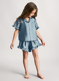 front Mädchen-Pyjama-Set mit Rüschen und kurzen Ärmeln