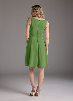 Azazie Shirley Mother of the Bride Dresses Basil A-Line Scoop Pleated Chiffon Dress image6