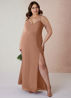 Azazie Manila Bridesmaid Dresses Bronzer Sheath V-Neck Chiffon Dress image7