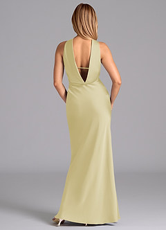 Azazie Lusinda Brudtärnklänningar Klä av Sjöjungfru i Stretch Satin Axelbandslös Citronsorbet image7