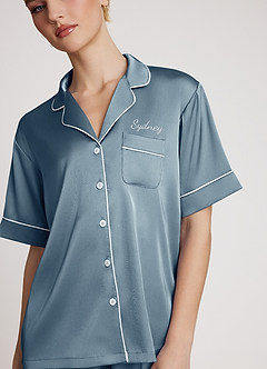 front Personalized Embroidered Satin Pajama Set