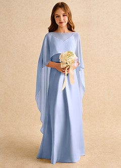 Azazie Fishie Girls Formal Abiti da Ragazza di Fiori Abito A-Line in Raso Opaco Ghiaccio image3