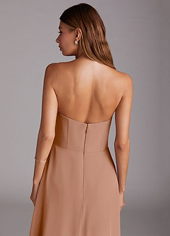 Azazie Wren Bridesmaid Dresses Champagne Rose A-Line Side Slit Chiffon Convertible Dress image7