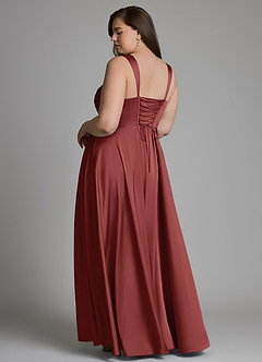 Azazie Azaria Robes de demoiselle d'honneur Robe Trapèze en Satin extensible Corset Terracotta image8
