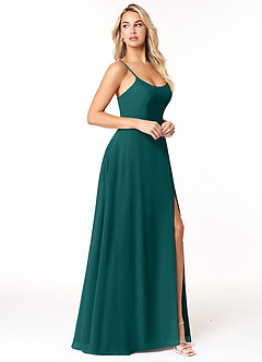 Azazie Moira Bridesmaid Dresses Peacock A-Line Scoop Chiffon Dress image4