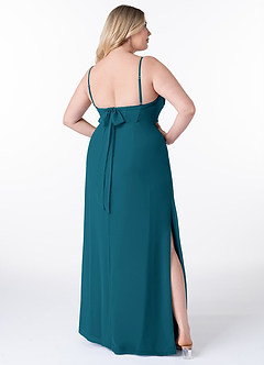 Azazie Mai Bridesmaid Dresses Ink Blue Sheath Pleated Chiffon Dress image9