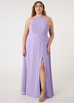 Azazie Clarice Bridesmaid Dresses Lilac A-Line Halter Chiffon Dress image8