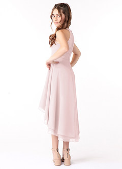 Azazie Linna Junior Blushing Pink A-Line Pleated Chiffon Dress image2