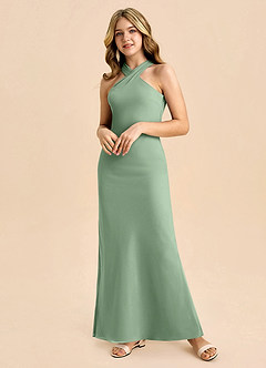 Azazie Doretta Junior Robe Fourreau en Mousseline de soie Plissée Matcha image5